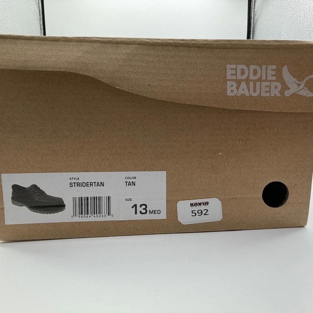 Eddie Bauer Strider Boat Shoes Mens Size 13 Tan Brown‎ Moc Toe Lace Up NEW